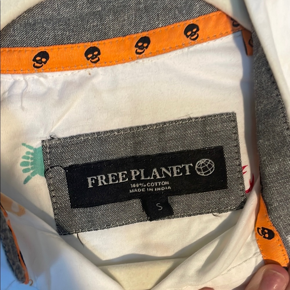 Men's White Shirt with Multicolor Print - Picture 4 of 4